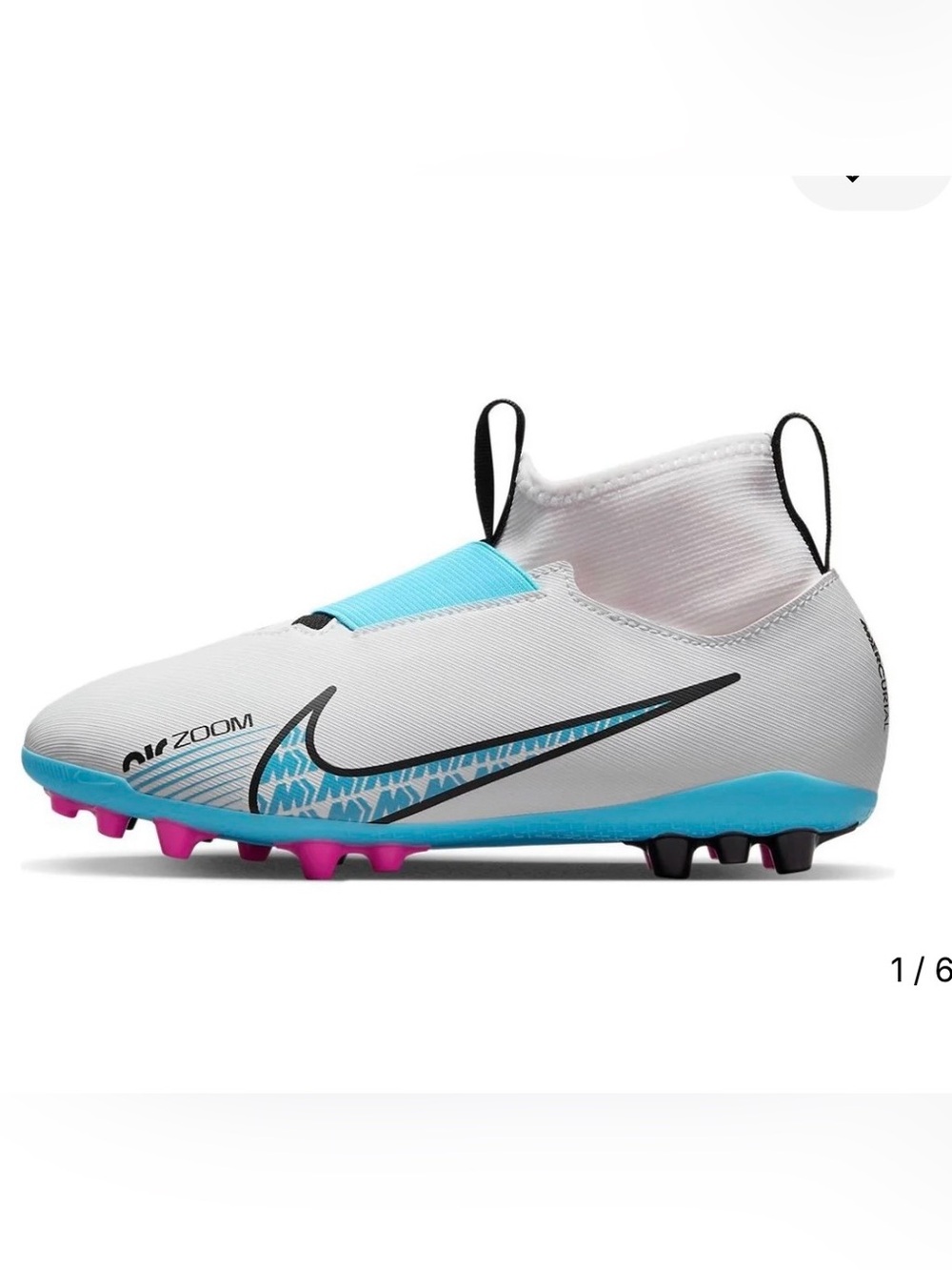 Nike Zoom Mercurial Superfly 9 Academy youth White, Blue & Pink Soccer Cleats